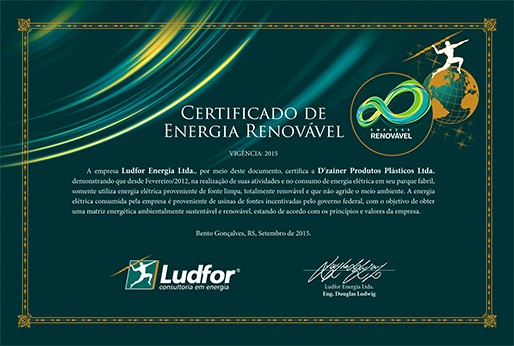 Certificado D’Zainer de Energia Renovável