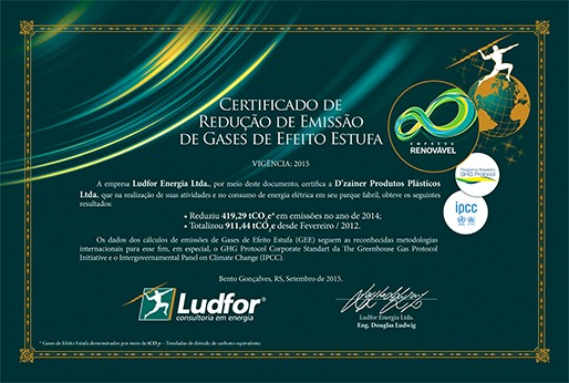 Certificado D’Zainer de Redução de Emissão de Gases de Efeito Estufa