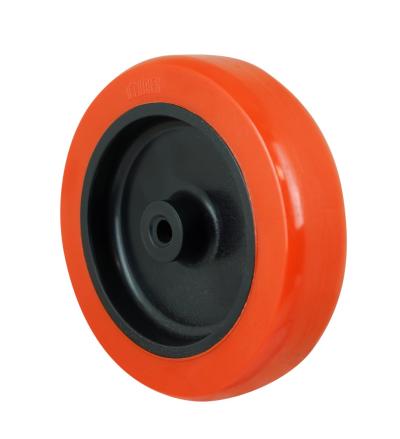 RODA 100mm POLIPROPILENO / POLIURETANO - PRETO / LARANJA